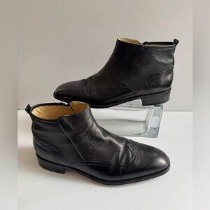 Ingledew’s Men's Italian Black Leather Ankle Boots Size 12 Narrow